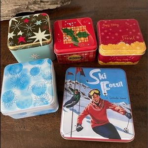 Fossil Watch Tins, lot of 5